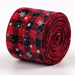 Polyester Christmas Tartan Plaid Ribbon Single Face Check Design for Festive Holiday Decorations