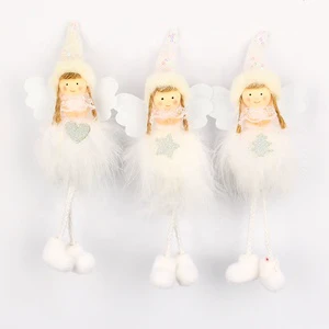 Christmas Plush Angel Doll Ornaments Long Legs Hanging Xmas Tree Pendant for Holiday Home Decor Children's Gifts