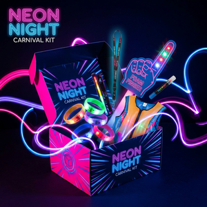 Custom Neon Night Carnival Kit LED Cheering Set Glow Party Supplies with Foam Finger LED Bracelet Vest Lanyard Cheering Stick