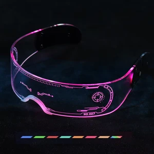 New Fashion Cyberpunk LED Glasses Creative Futuristic Plastic Light-Up Party and Cosplay Glasses with Flashing Function