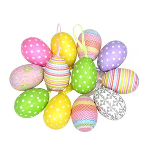Easter Decoration 12pcs New Colorful Paper Mache Egg Hanging Ornaments Easter Christmas Decoration