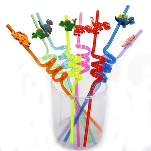 Party Dots Rainbow Dinosaur Party Favors Decorations Dinosaur Birthday Party Supplies Reusable Dinosaur Drinking Plastic Straws
