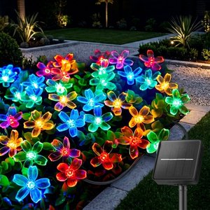 60 LED Flower Solar Plastic Crystal String Lights IP44 Waterproof Fairy Lights Garden/Fence/Patio Christmas Tree Wedding