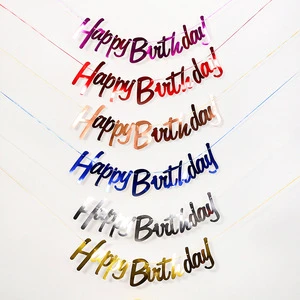 Happy Birthday Gold Silver Letter Banner with Hot Stamping Festive Party Supplies for Halloween and Christmas Decorations