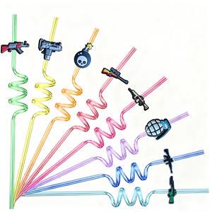 Gun Spiral Straw Creative Party Supplies Cute and Reusable for Holiday Parties