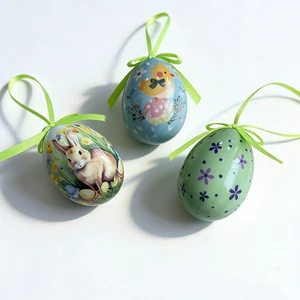 Shunyuan High Quality Handmade Full Color Easter Bunny Charm Eggs 4Pcs Lightweight Foam Hanging Ornaments for Easter Basket