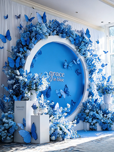 Blue Theme Window Display Props Artistic Decor Set For Pop Up Store Wedding Backdrop And Event Decoration