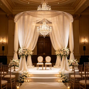 Hot Sale 10FT Round Pipe and Drape Adjustable Aluminum Circle Wedding Backdrop Stand Arch Frame Canopy for Wedding Event