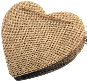 Heart Shape Jute Burlap Banners 10cm*10cm for Wedding