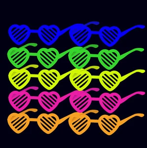 New Style Fluorescent Neon Paper Glasses Nighttime Dance Party Gathering Heart-Shaped Birthday Glasses Accessory 10pcs/bag