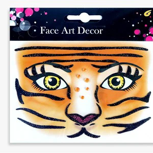 Halloween Cartoon Sticker Carnival Animal Face Tattoo Custom Love Holiday Party Face Jewels Tattoo Rhinestone Face Sticker