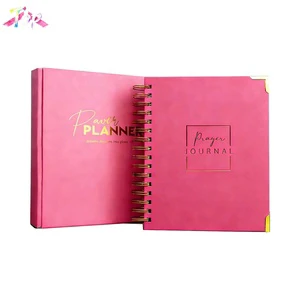 High Quality Custom Mini A4 A5 Spiral Bound Paper Cover Pink Laminate UV Printed Gift Planner Prayer Journal Notebooks
