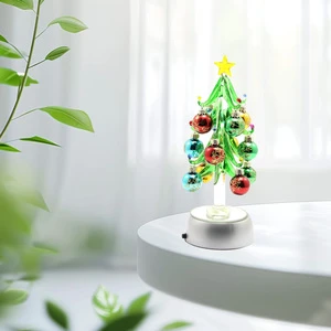 Home Decoration Table Ornament Christmas Tree Xmas Glass Stand with Gold Balls Eco-friendly