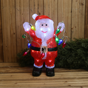 Acrylic Santa Holding Multicolor String Lights Outdoor Christmas Light Garden Decoration