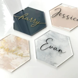 Acrylic Table Place Card Hexagon Party Card Guest Name Place Cards for Wedding or Birthday