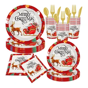 Christmas New Disposable Tableware Set Includes Party Supplies Such Disposable Paper Plates Decorations Party Table Decorations