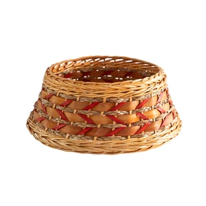 New Listing Adjustable Detachable Paper String Woven Christmas Tree Skirt Basket Decorations Base Stand