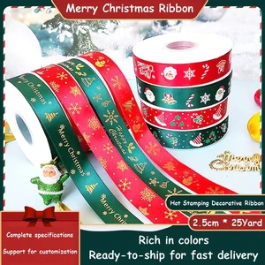 1/4 Inch Christmas Ribbon for Crafts Holiday Grosgrain Ribbon Christmas Ribbon for Gift Wrapping Festival Party Decoration