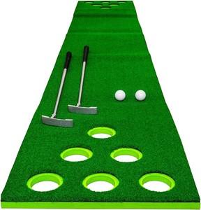 Putt Partee Portable Indoor/Outdoor Golf Putting Game Set Realistic Putting Green For Fun Tailgate Games Training Putter