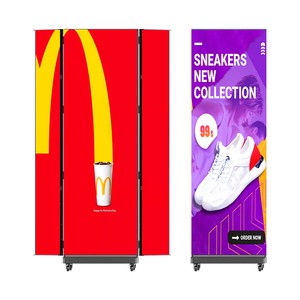 LED Full Color Portable Folding Billboard Banner Panel LED P2.5mm Digital Signage Kiosk Vertical Floor Stand LED Poster Totem