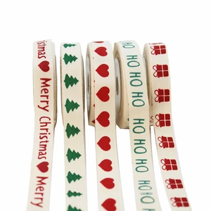 Christmas Ribbon Cotton Ribbon Gift Ribbons for Gift Wrapping Tree Wreath Crafts Holiday Home Decorations
