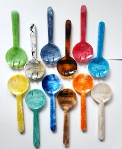 Artistic Resin Spoons Set Handmade Eco-Friendly Colorful Dining Table Decor Party Collection