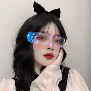 7 Color Decorative Cyberpunk Glasses Colorful Luminous Glasses LED Light up Eyeglasses for Bar KTV Halloween Cyberpunk Party