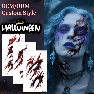 Waterproof Non-toxic Fear Halloween Facial Body Makeup Portable Temporary Tattoo Sticker For Halloween Decorative Stickers