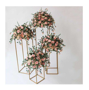 Simulation Road Flower Ball Geometry Box Road Decoration Wedding Auto Show Hotel Auditorium Window T Stage Flower Rack