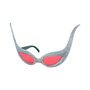 Cheap Plastic Cat Eye Shape Silver Color Glitter Funny Party Sunglasses HPC-2249