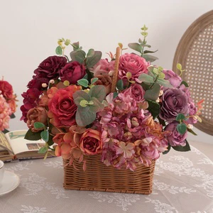 Creative Hibiscus Rose 6 Stem Artificial Flower Bouquet Nature Style Wedding Centerpieces Table Decorations Dining Table Table