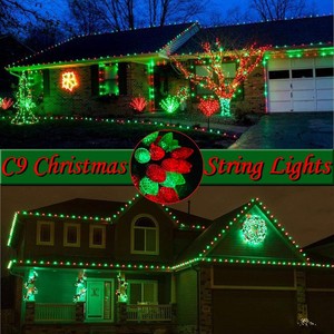 IPX High Quality Plastic LED C9 Christmas Lights String RGBW 48FT Indoor Outdoor Colorful Lights