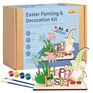 Kids DIY Easter Wooden Painting Puzzle 3D Happy Easter Decoration Craft Kit Educational Holiday Art Activity
