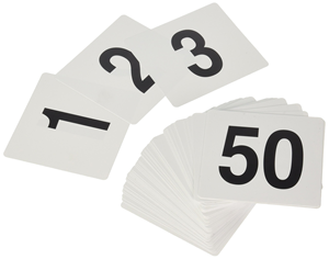 1-50 Double-Sided Plastic Table Numbers Set White Square Seating Cards for Restaurants and Weddings