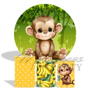 Hot Selling Monkey Cheap Custom Cartoon Character Printing Banner Fabric Wedding Circle Backdrop