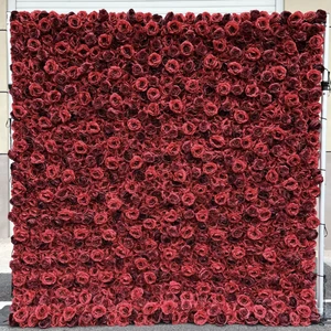High Quality Wedding Flower Wall Backdrop Roll up Cloth Fabric Rose Decoration Flower for Wedding