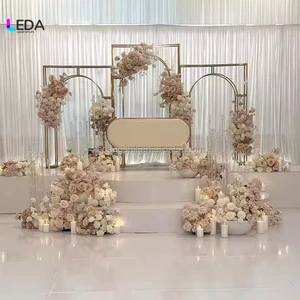 LEDA Modern Gold Wedding Decor Detachable Frame Backdrop Stand with Vertical Stripes for Stage Decoration Arch