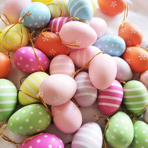 Wholesale DIY Craft Easter Hanging Chicken Egg Feather Ornament Plastic Festival Eggs Handmade Resin Customized Easter Gift Set