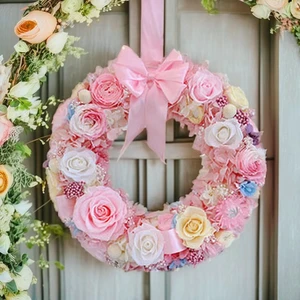 Preserved Flower Wreath Garland, Eternal Floral Decor for Wedding Christmas Party Home Wall Decoration