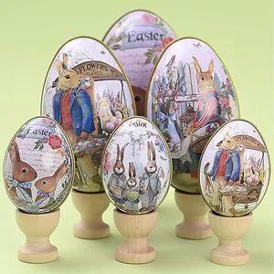 6pcs Easter Egg Tin Box Metal Iron Egg-Shaped Rabbit Family Gift Box Cartoon Animal Pattern Decor Easter Egg Hunt Party Favors