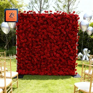 Hot Sale Red Party Decorations Supplies Artificial Rose Backgrounds Flower Wall Backdrop Event Wedding Decor