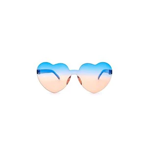New High Quality Frameless Colored Party Glasses Jelly Color Love Heart Sunglasses