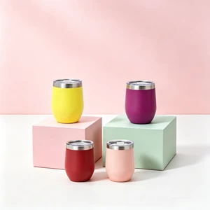 Wholesale Custom12oz Stainless Steel Egg Cup Double Wall Insulated Wine Tumbler Portable Thermal Coffee Mug For Wedding Gift