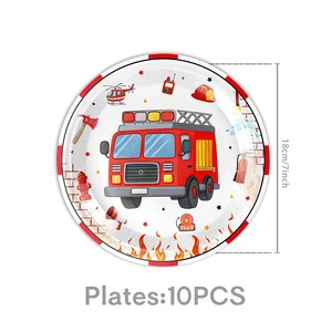 Factory Supplied Party Decoration Supplies Disposable Tableware Paper Plate Tablecloth Flag Banner Festival Tableware Set