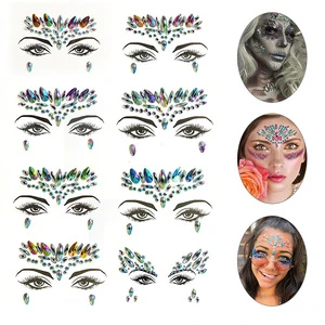 Glitter Body Face Acrylic Diamond Stickers Crystal Eye Forehead Stickers Tattoo Temporary For Festival Party
