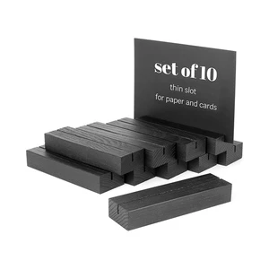 Wood Place Card Holder Black Wooden Table Number Holders , Name Place Cards Stand