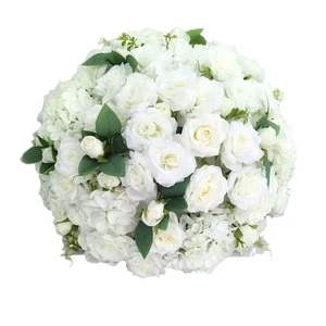 Party Decor Modern White Flower Ball Wedding Table Set Table Background Shelf Arch Decoration Long Row Party Gift