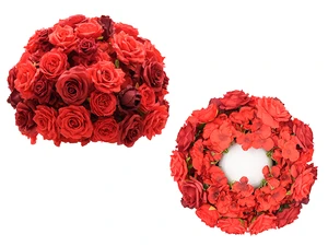 S-A9083 2pcs 1.31ft Artificial Red Rose Flower Ball Wedding Birthday Table Banquet Supplies