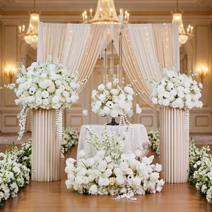 L313 Artificial Rose Anemone Flower Ball Wedding Centerpiece Aisle Floor Silk Flowers Arrangement For Wedding Table Decorations
