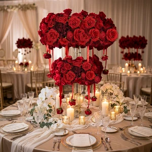 Wholesale High Quality Large Wedding Centerpiece Table Decoration Silk White Rose Artificial Flower Ball for Event Party